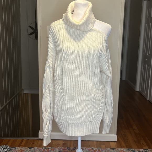 Jonathan Simkhai Aubrey Traveling Cable Knit Sweater One Shoulder Size Small - Picture 5 of 13